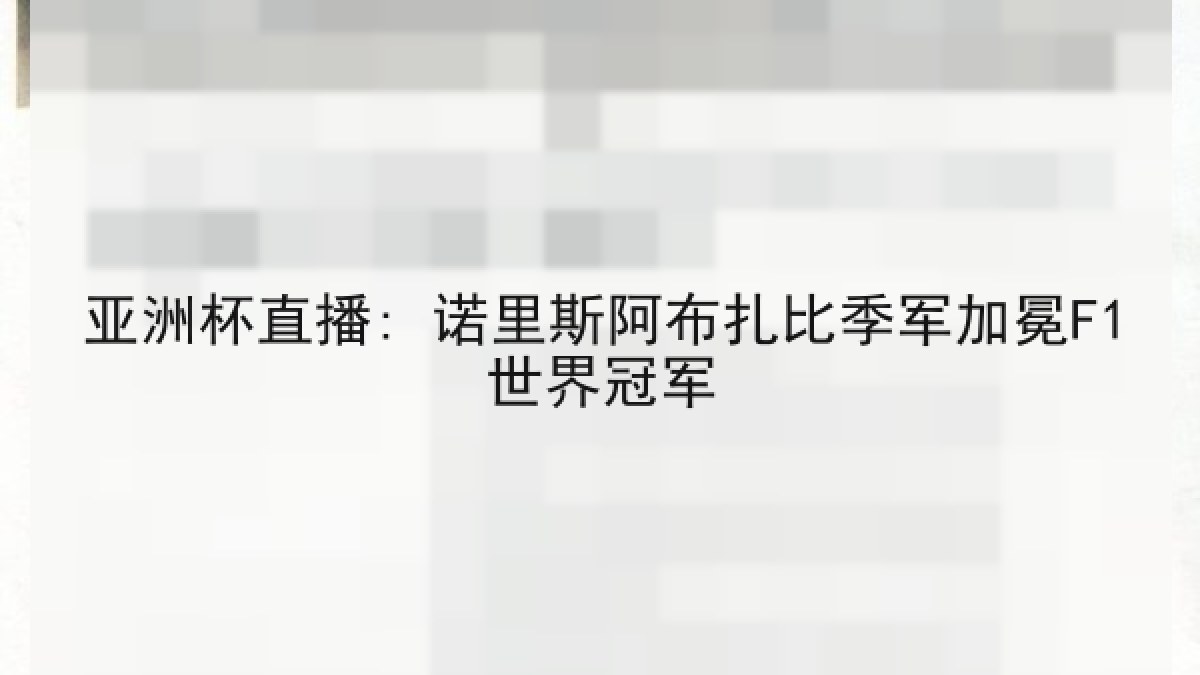 亚洲杯直播: 诺里斯阿布扎比季军加冕F1世界冠军